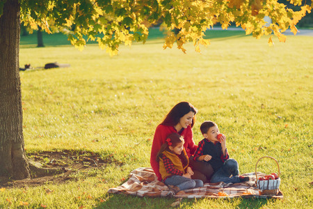 Beautiful mother with little kidsの写真素材