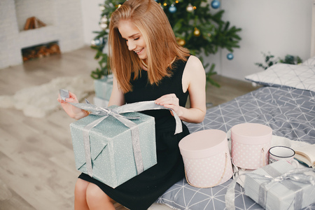 beauty christmas girlの写真素材