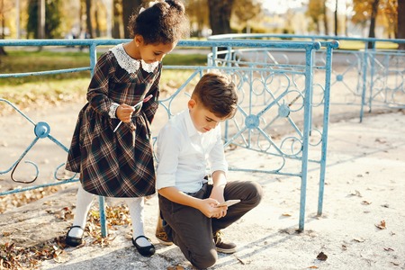 children in a parkの写真素材