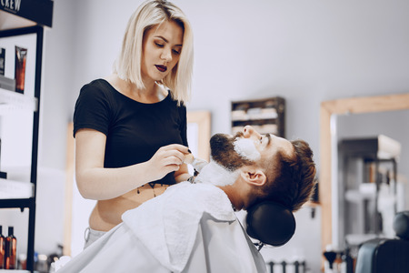 guy in the barbercosの写真素材