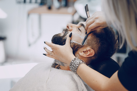 guy in the barbercosの写真素材
