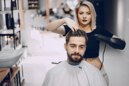 guy in the barbercosの写真素材