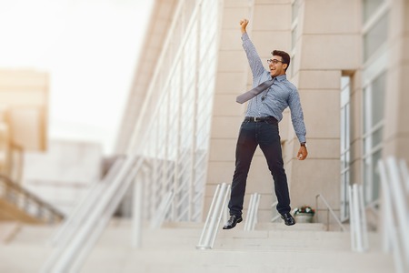 businessman in a summer cityの写真素材
