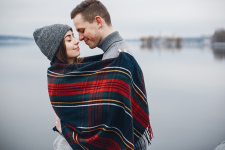 couple near waterの写真素材