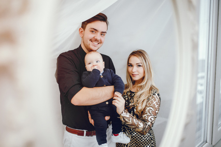 Elegant family at homeの写真素材