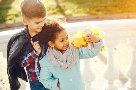 children in a parkの写真素材