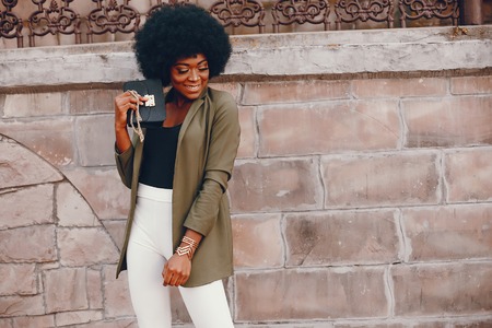 African girl in a summer cityの写真素材