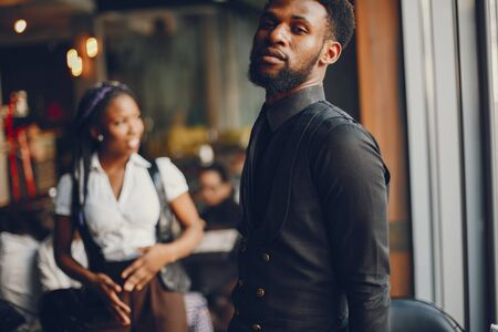 couple in a cafeの写真素材