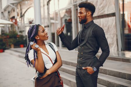 couple in a cityの写真素材