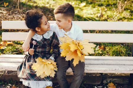 children in a parkの写真素材