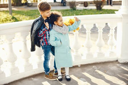children in a parkの写真素材