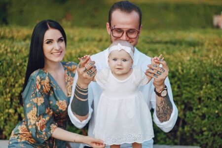 family in a townの写真素材