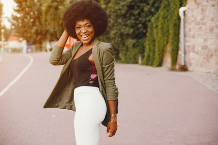 African girl in a summer city