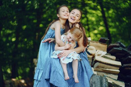Mother with daughtersの写真素材