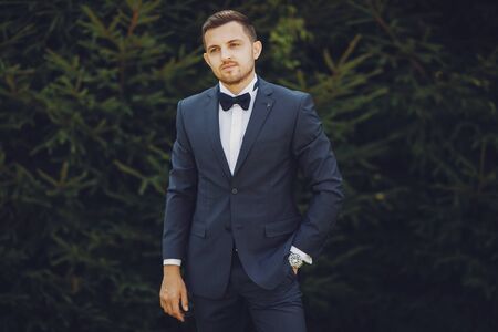 groom in a parkの写真素材