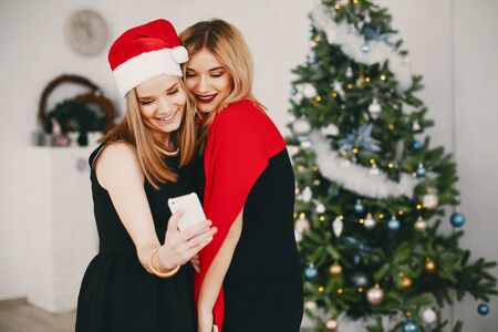 beauty christmas girlsの写真素材