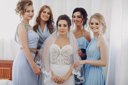 bride with bridesmaidsの写真素材