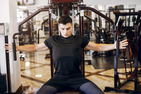 A handsome man is engaged in a gymの写真素材