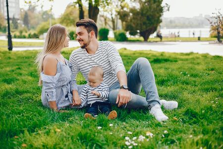 beautiful family in a parkの写真素材