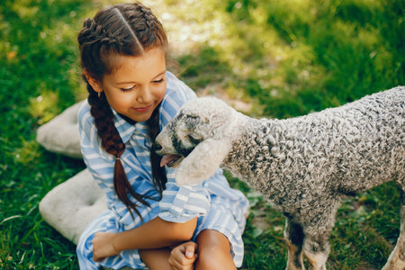 beautiful girl with goat