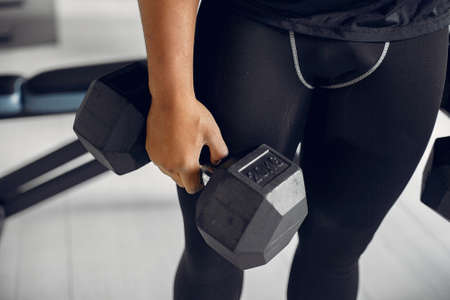 A handsome black man is engaged in a gymの写真素材