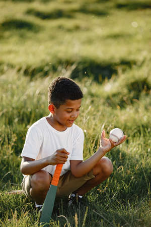 Portrait of a young beautiful african little boyの写真素材