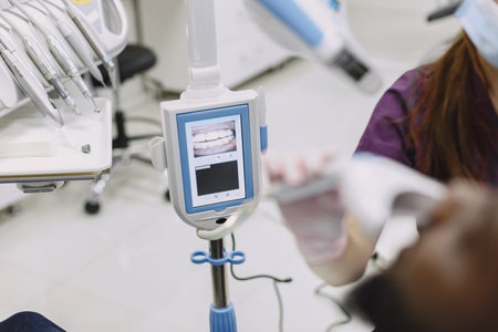 African patient in dentistry sitting in dental chair