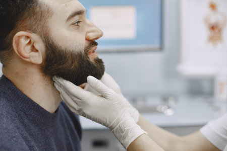 Otolaryngologist preparing for the medical examination procedureの写真素材