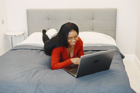 African woman spend time at homeの写真素材