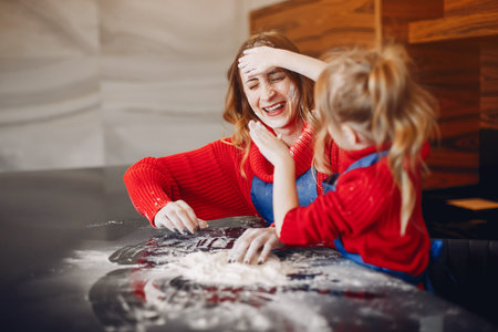 Beautiful mother with a little daughterの写真素材