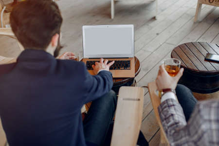 Two businessmen working at the officeの写真素材