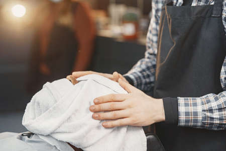 Young African-american man visiting barbershopの写真素材