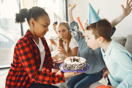 Group of kids celebrate birthday party