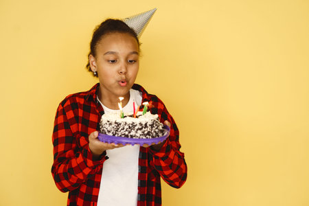 Little African beautiful girl celebrate her birthday