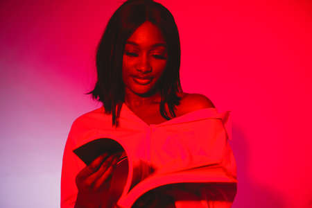 Close up portrait of a stylish young black womanの写真素材