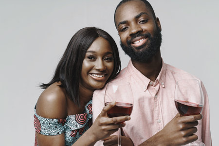 Close up portrait of a stylish african coupleの写真素材