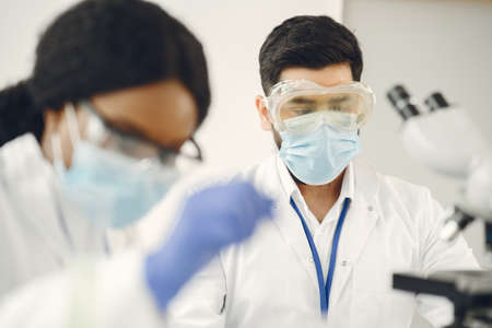 Researchers creating vaccineの写真素材