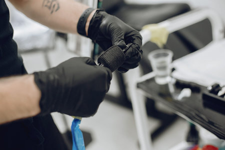 Tools for a tattoo lying on a table