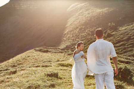 Couple walk in the mountainsの写真素材