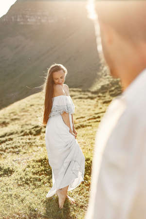 Couple walk in the mountainsの写真素材