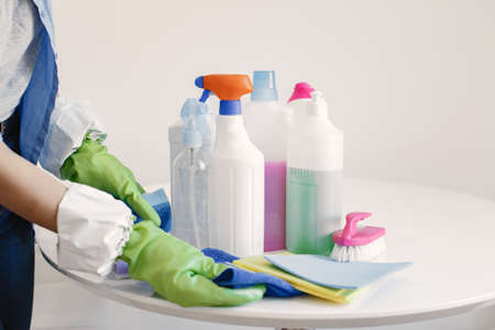 Cleaning products prepared for cleaningの写真素材