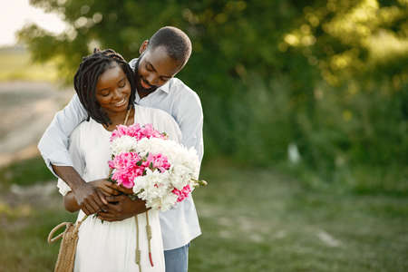 Black african american couple in rural settingの写真素材