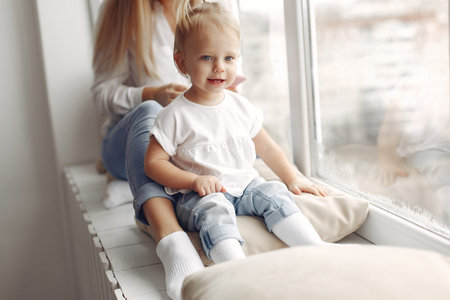Young mother spends time with her daughter.