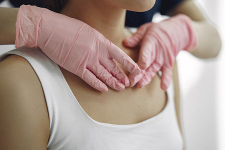 Woman with a doctor in cosmetology studioの写真素材