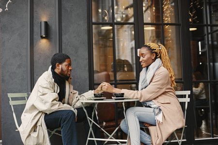 Portrait of young beautiful african couple in loveの写真素材