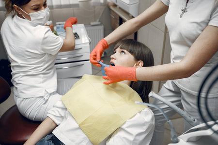 Woman in the dental officeの写真素材