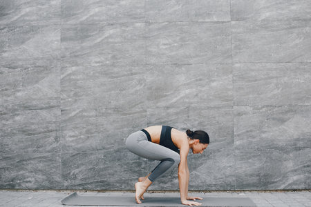 Sport girl in a cityの写真素材