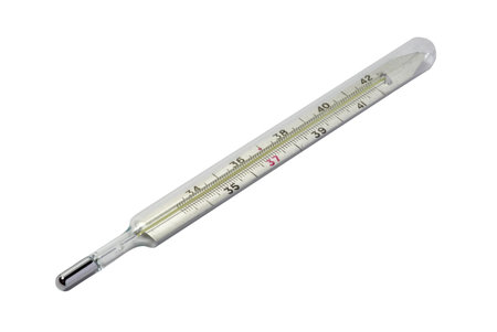 Medical centigrade thermometer isolated over white