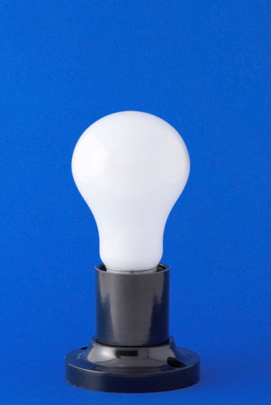 White bulb on the blue background