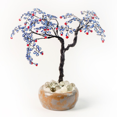 Handmade article: money tree from glass beads and wire. Lilac frの写真素材